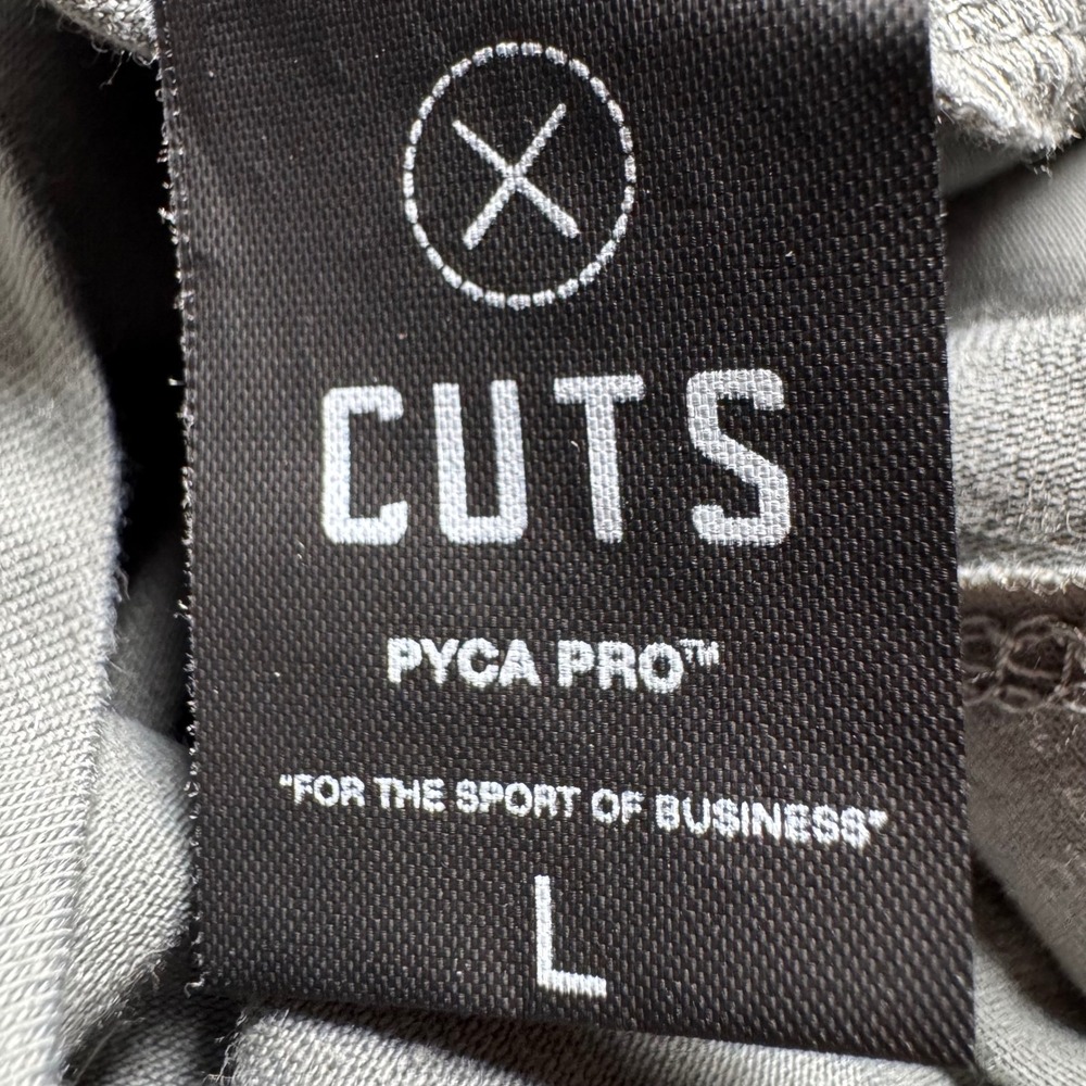 Cuts Curve-Hem Long Sleeve Shirt Large Mens PYCA Pro Crew Neck L Sage - Picture 3 of 9